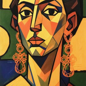 분열된 인물 실루엣과 유기적인 색채가 어우러진 혼합매체 추상 회화, 감정과 기억의 층위를 표현한 현대미술 작품. Mixed media abstract painting with fragmented human silhouettes and organic colors expressing layers of emotion and memory.