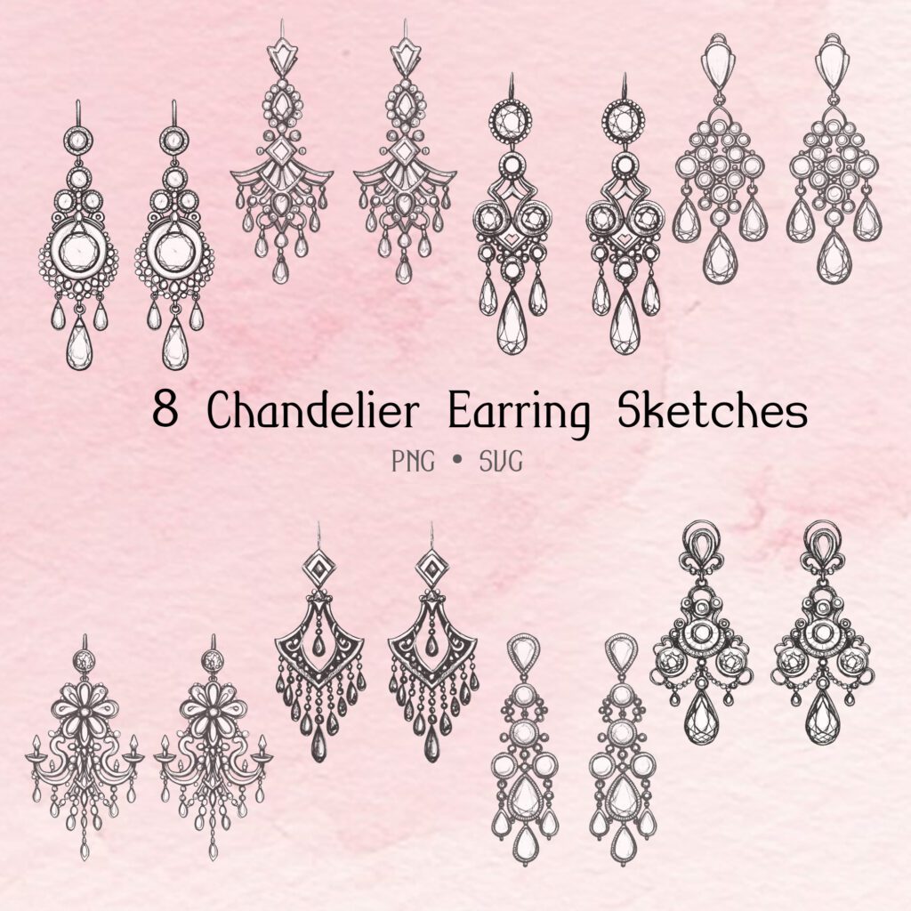 chandelier earring sketch-8prs/set