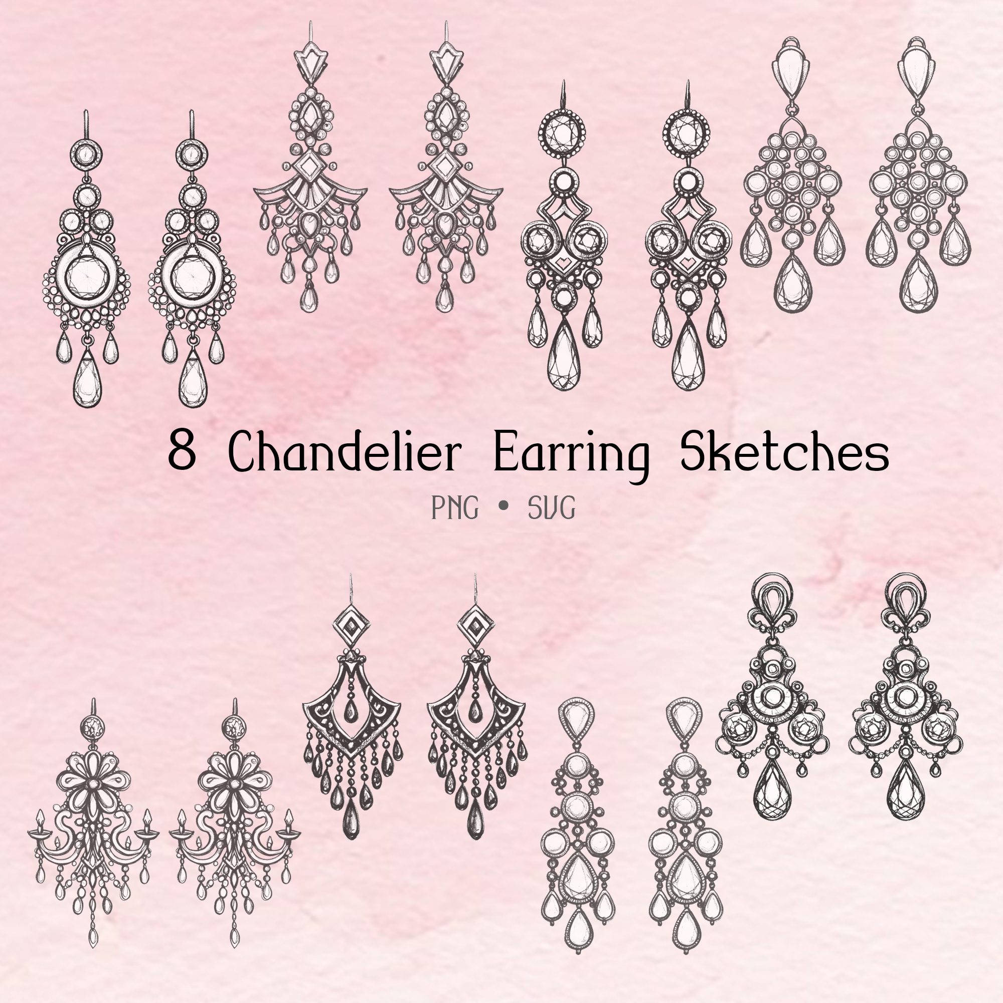 chandelier earring sketch-8prs/set