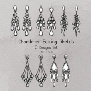 chandelier earring sketch set of 5