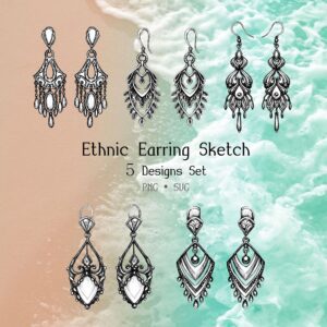 Ethnic Chandelier Earring Sketch Vol.1 (Set of 5)