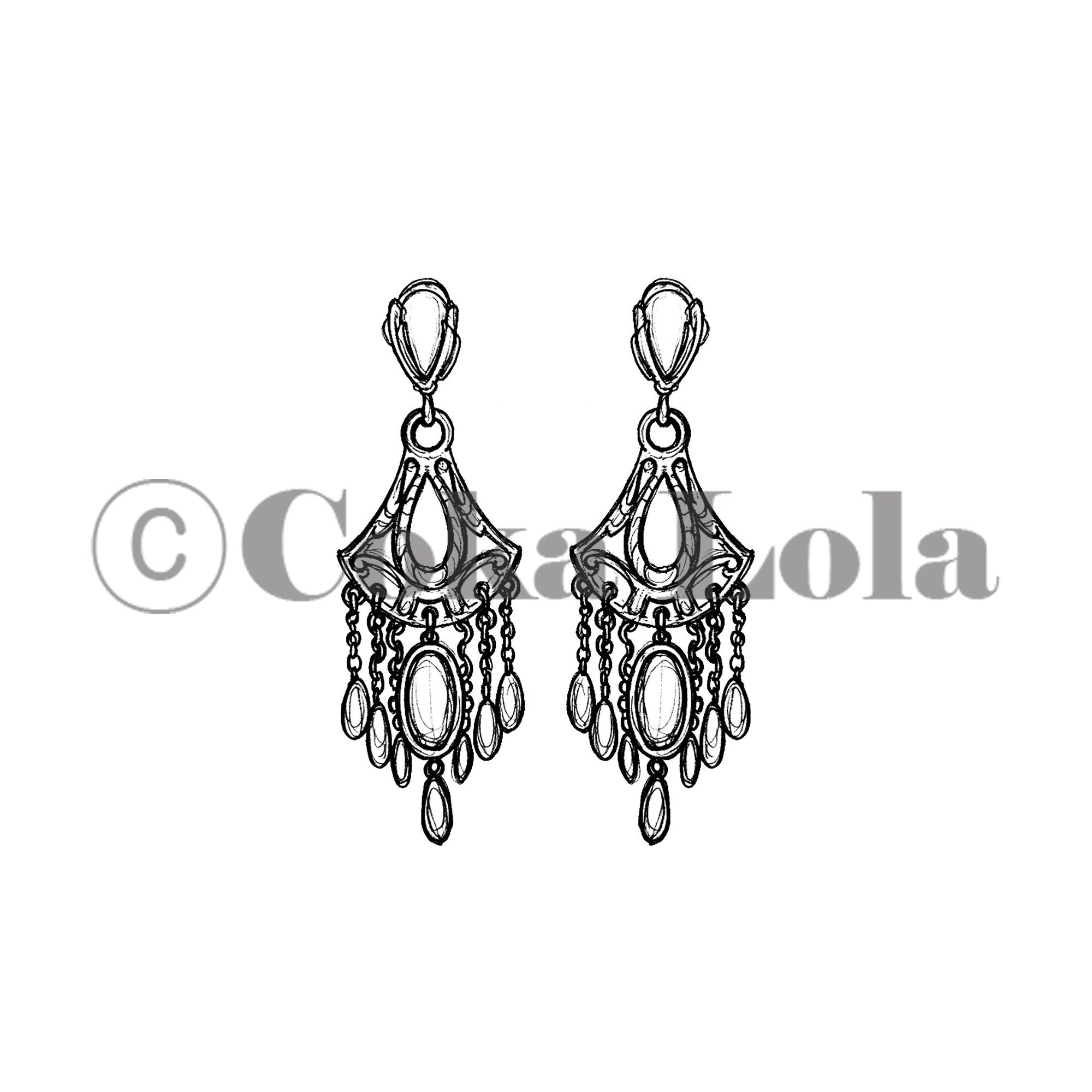 Ethnic Chandelier Earring Sketch Vol.1 (Set of 5) - Image 2