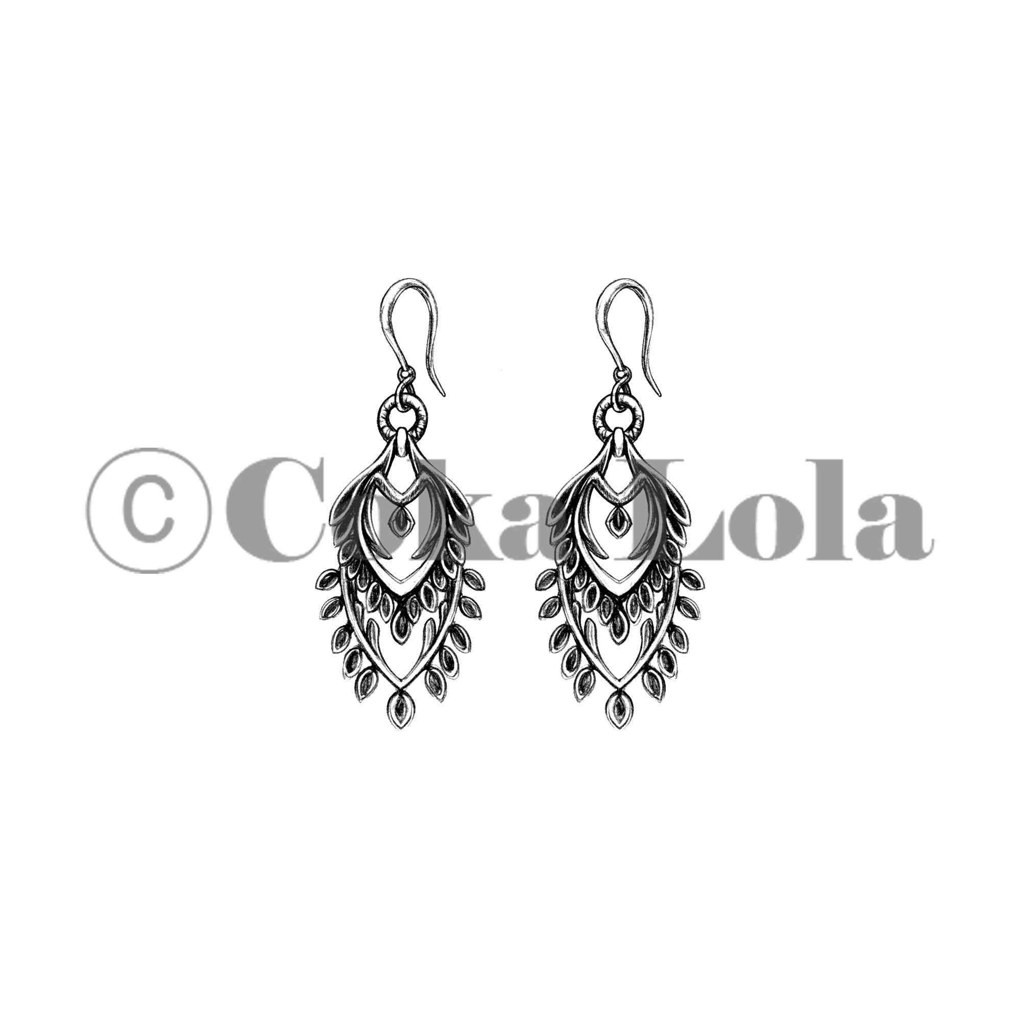 Ethnic Chandelier Earring Sketch Vol.1 (Set of 5) - Image 3