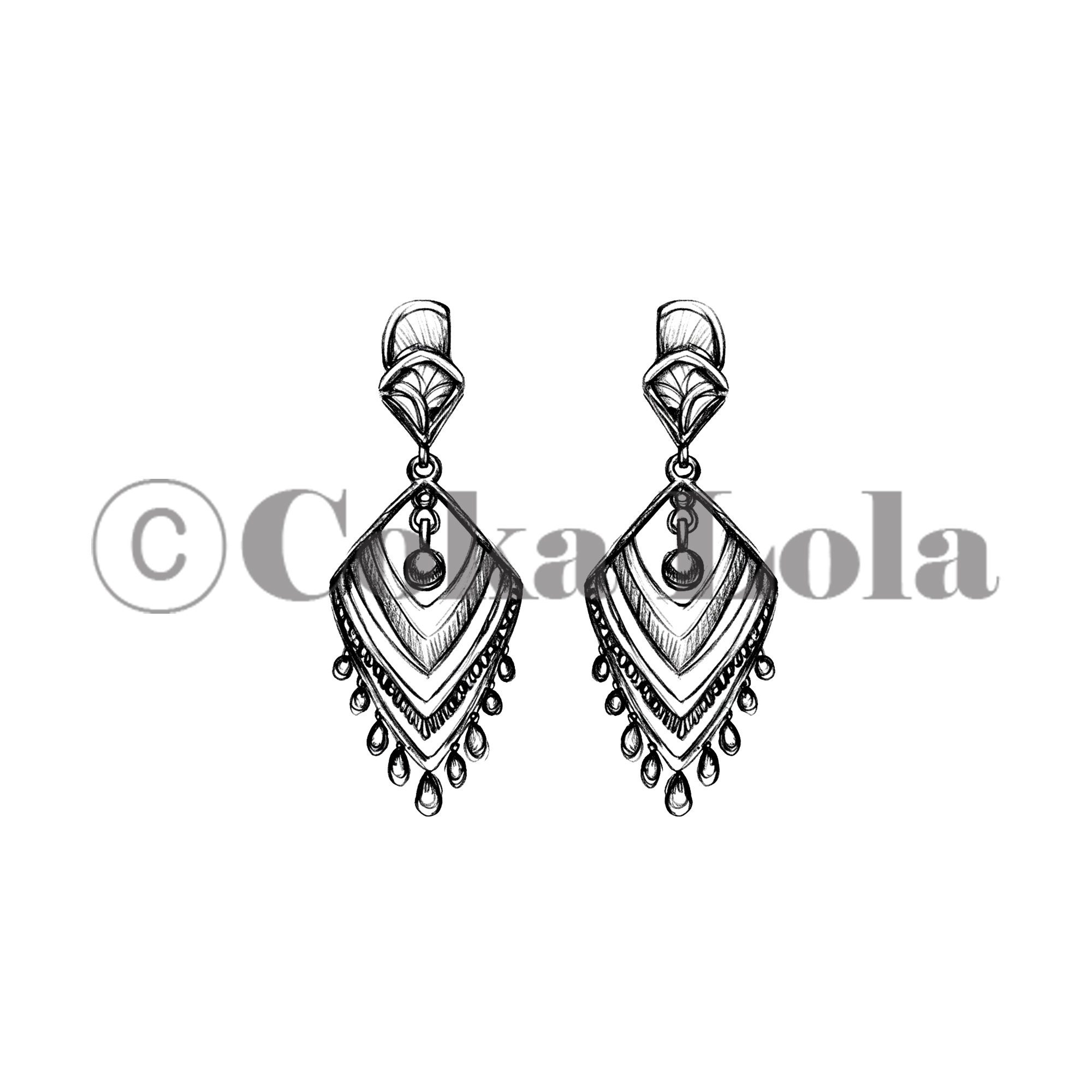 Ethnic Chandelier Earring Sketch Vol.1 (Set of 5) - Image 6