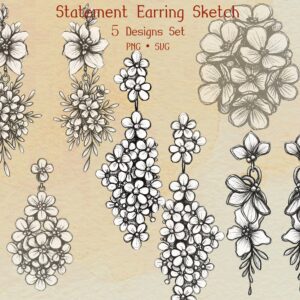 Flower Statement Earring Sketch Vol.1 (Set of 5)