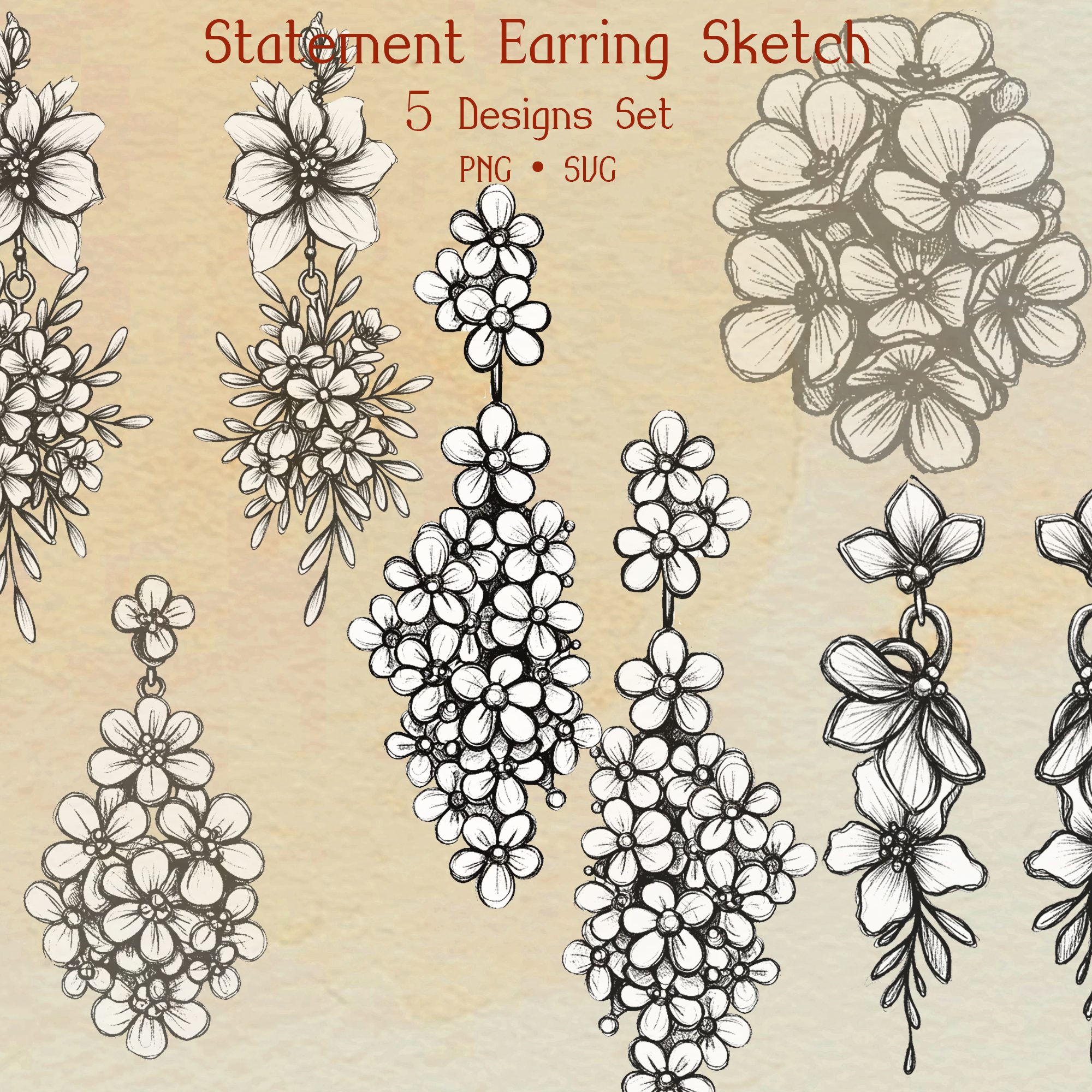Flower Statement Earring Sketch Vol.1 (Set of 5)