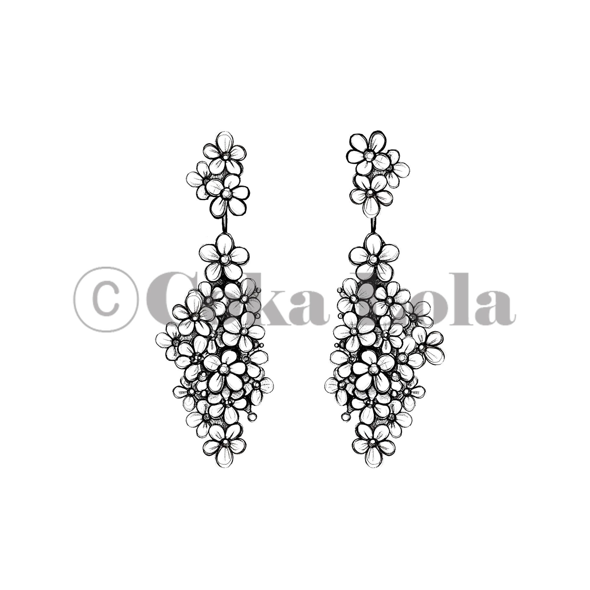 Flower Statement Earring Sketch Vol.1 (Set of 5) - Image 4