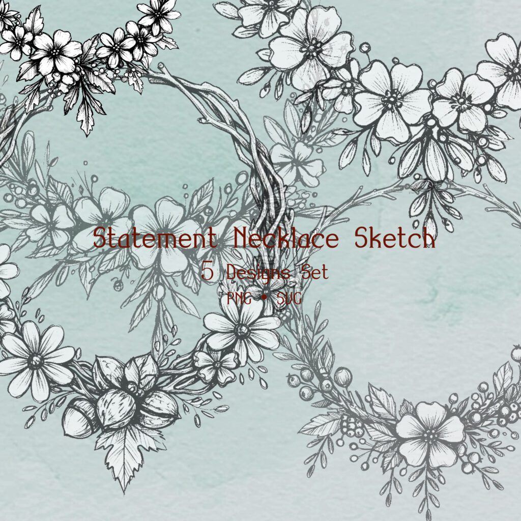 Flower Statement Necklace Sketch Vol.1 (Set of 5)