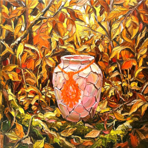 차분한 색조와 겹쳐진 색의 층위로 가을의 깊이와 시간감을 표현한 혼합매체 추상 회화. Mixed media abstract painting with layered muted tones expressing the depth, transition, and atmosphere of autumn.