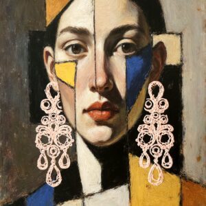 Abstract mixed media artwork showing a dissolving female silhouette integrated into layered surfaces and subdued color tones. 차분한 색조와 중첩된 표면 속으로 스며들 듯 해체되는 여성 실루엣의 추상 혼합 매체 작품.