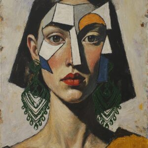 Abstract mixed media artwork depicting a fragmented female silhouette emerging from layered textures and muted tones. 겹겹의 질감과 절제된 색조 속에서 분절된 여성 실루엣이 드러나는 추상 혼합 매체 작품.