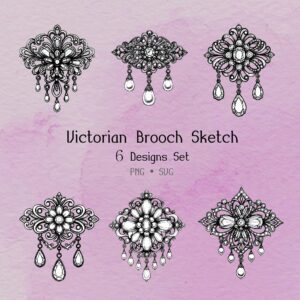 Victorian Brooch Sketch Vol.1 (Set of 6)