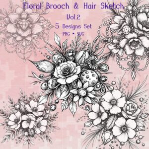 Floral Bridal Hair Pin Sketch Vol.2 (Set of 5)